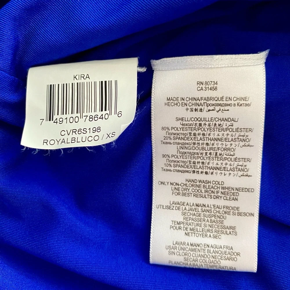 BcbgMaxazria One Shoulder Bodycon Dress Colorblock Blue Mini Dress Size Xsmall - Picture 7 of 7